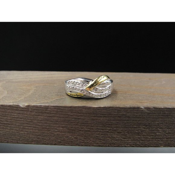 Size 6 Sterling Silver Evelynn & Richard Diamond Name Band Ring Vintage - Picture 1 of 9
